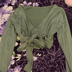 Elegant Green Wrap Top